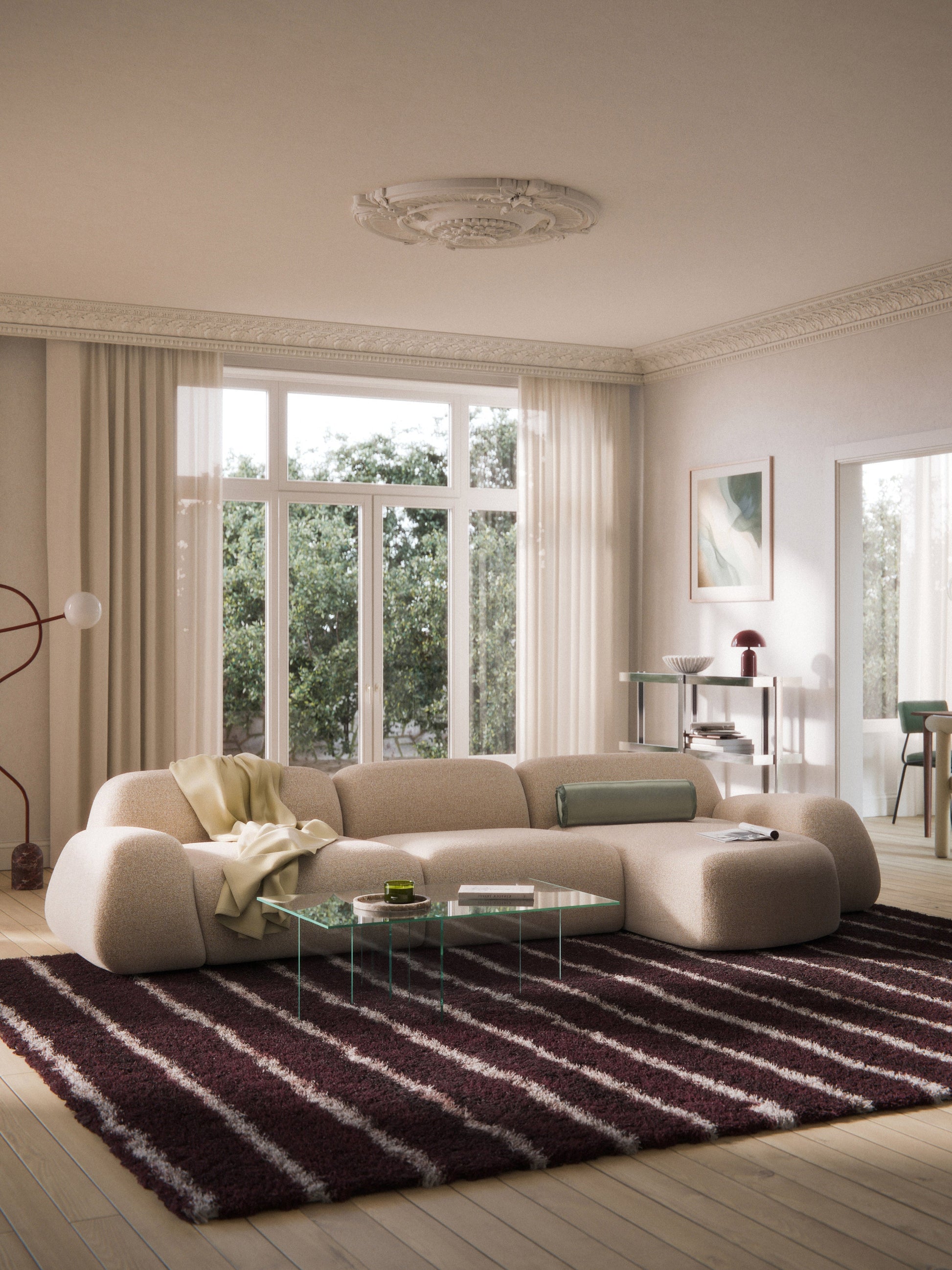 Wolmestra Chaise Corner Module in Bouclé