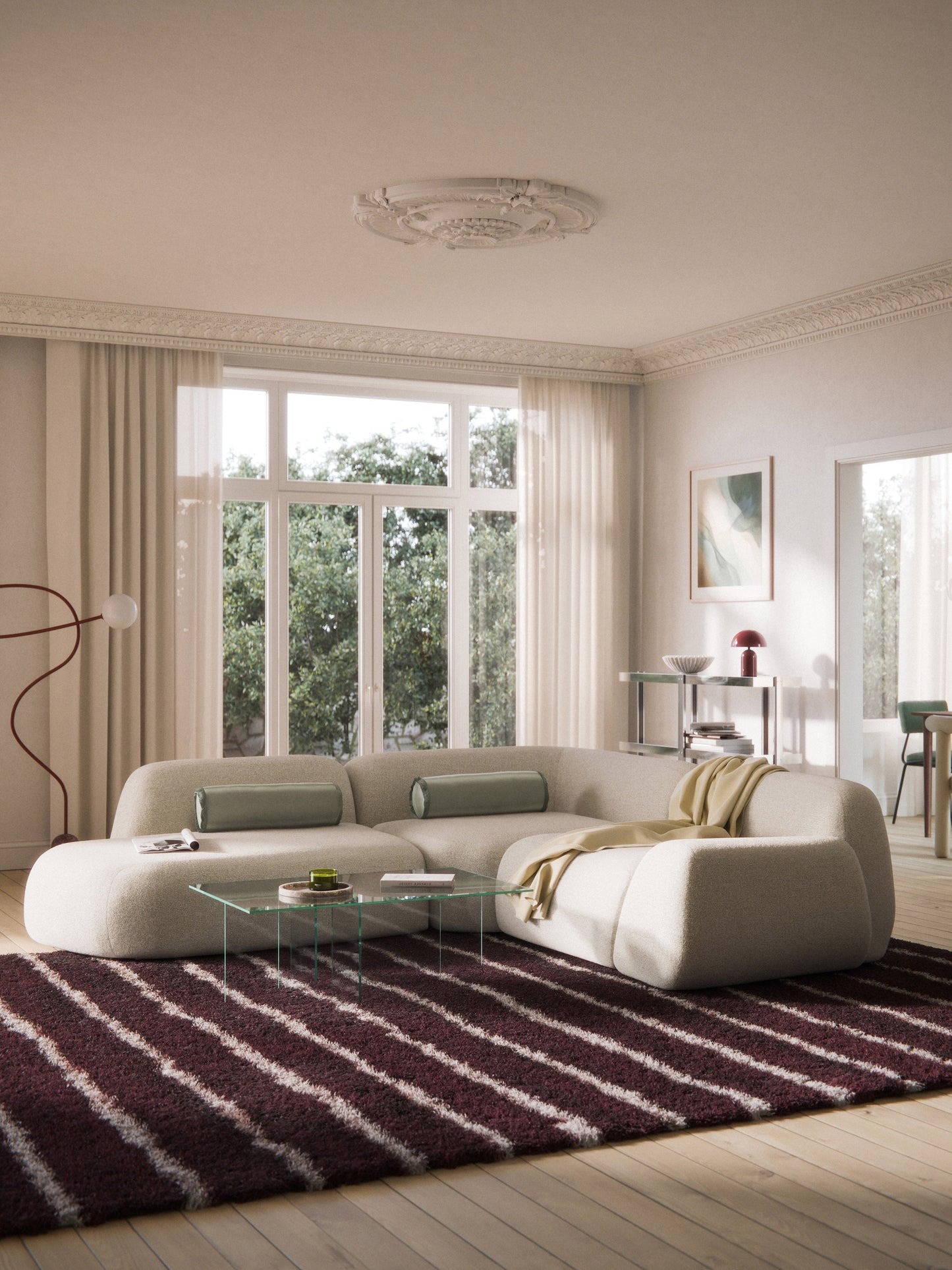 Wolmestra Modular Corner Sofa in Bouclé (4-Seater) with Chaise Longue