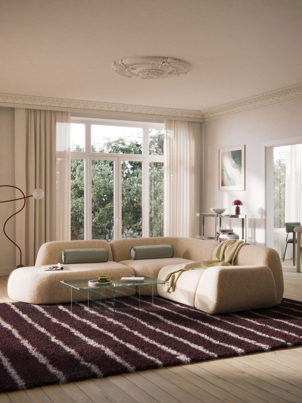 Wolmestra Modular Corner Sofa in Bouclé (4-Seater) with Chaise Longue