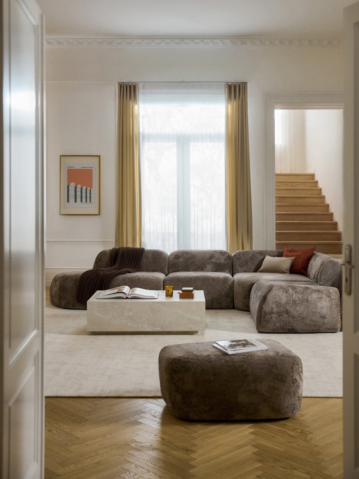 Wolmestra Modular XL Teddy Bouclé Corner Sofa with Chaise Longue