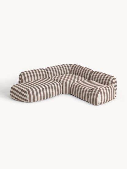 Wolmestra Striped Modular Corner Sofa (4-Seater) with Chaise Longue