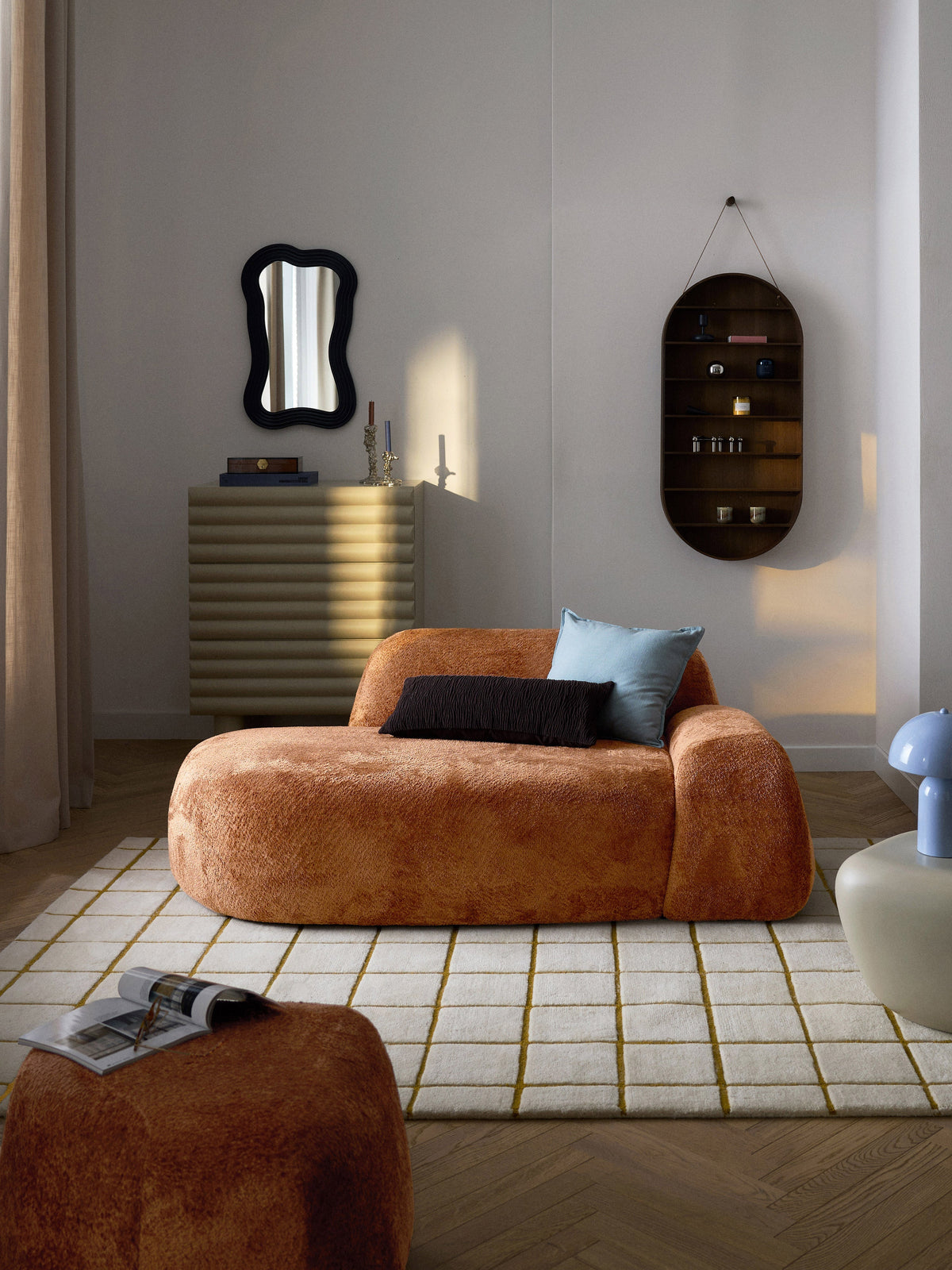 Wolmestra Teddy Bouclé Sofa (2-Seater) with Chaise Longue