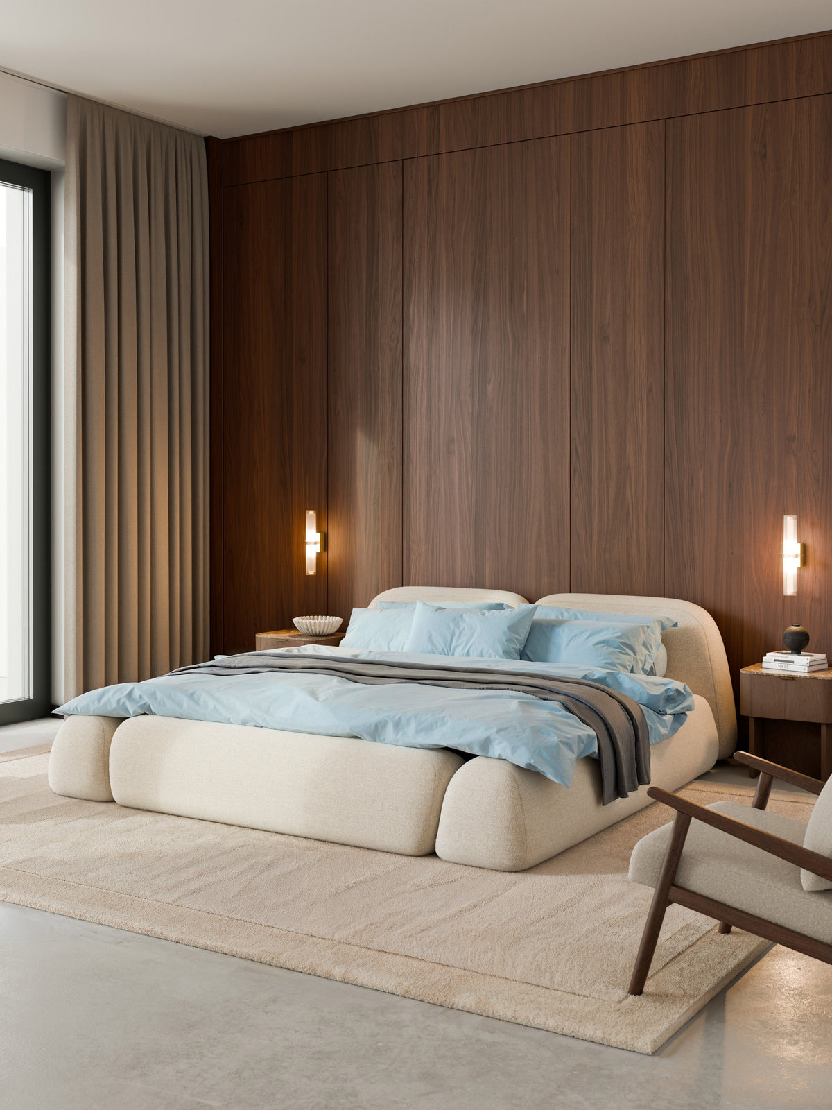 Wolmestra Upholstered Bed in Bouclé